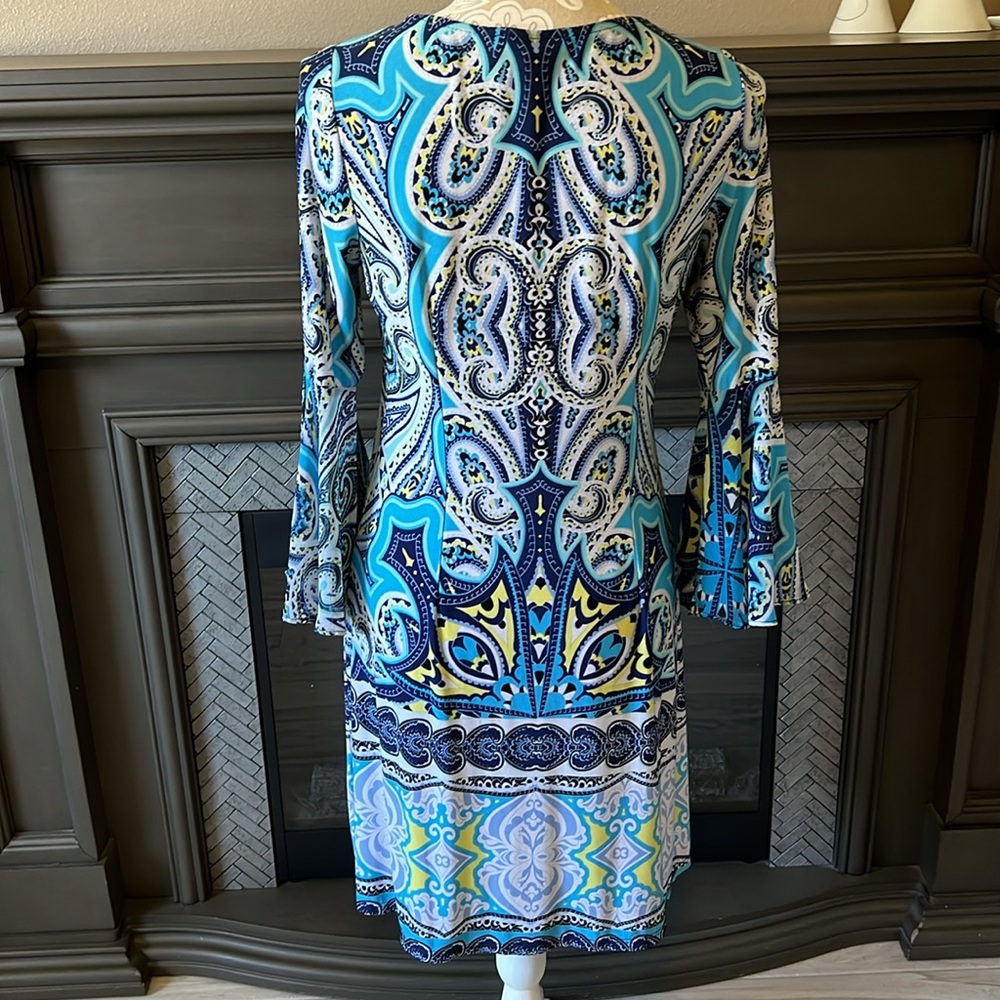 Msk Petite Patterned Dress With Split Bell Sleeve… - image 6